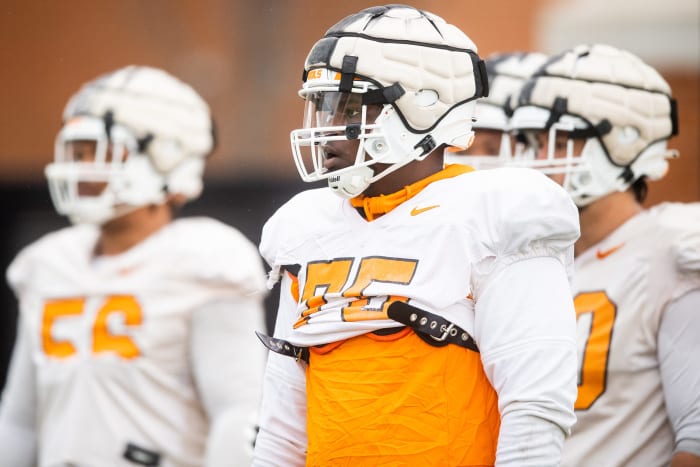 Tennessee Volunteers OT John Campbell Jr. during spring practice. (Photo by Brianna Paciorka of the News Sentinel)